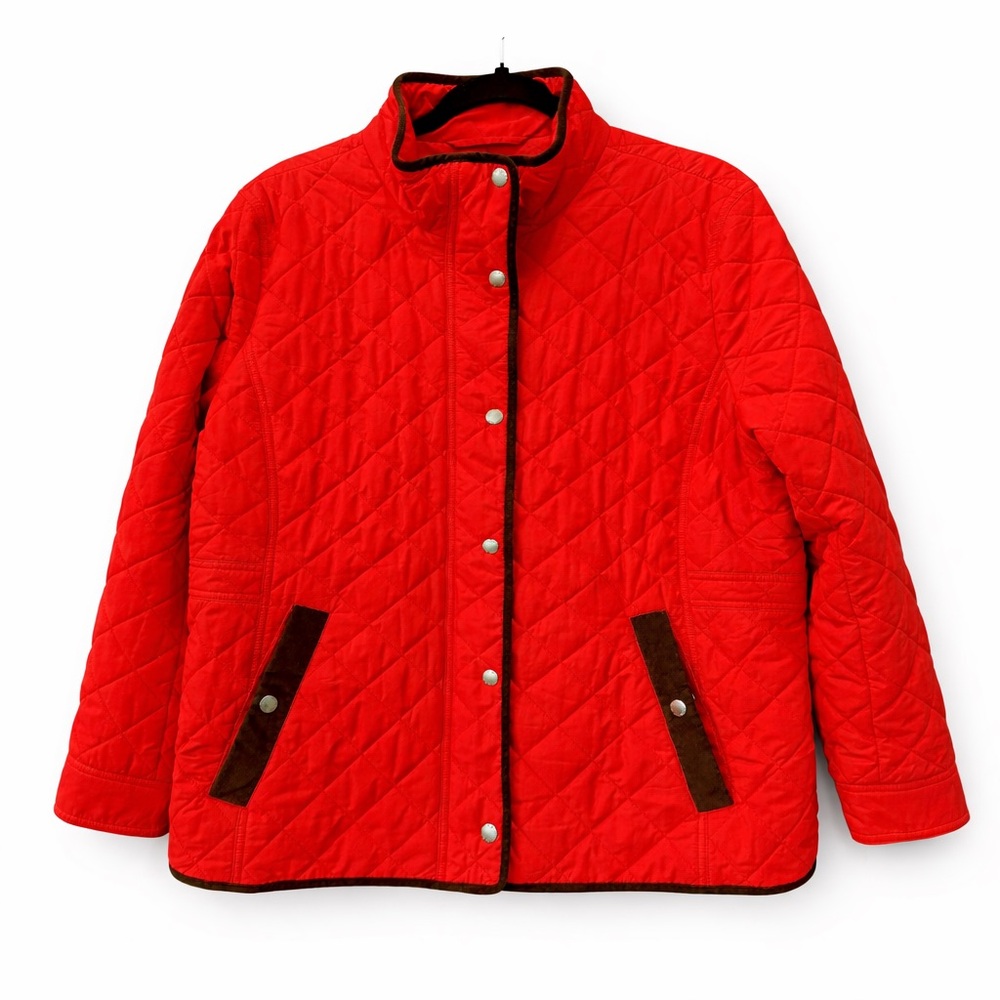 Talbots Quilted Barn Jacket Bright Red Orange - Women’s XL Cabincore Chic Cozy